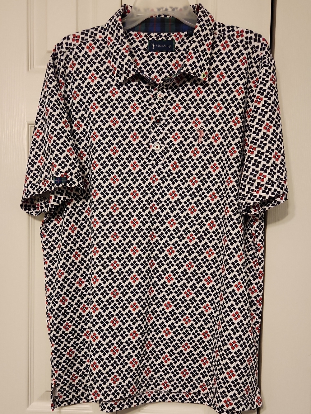 William Murray Casino Red And Black Print Polo